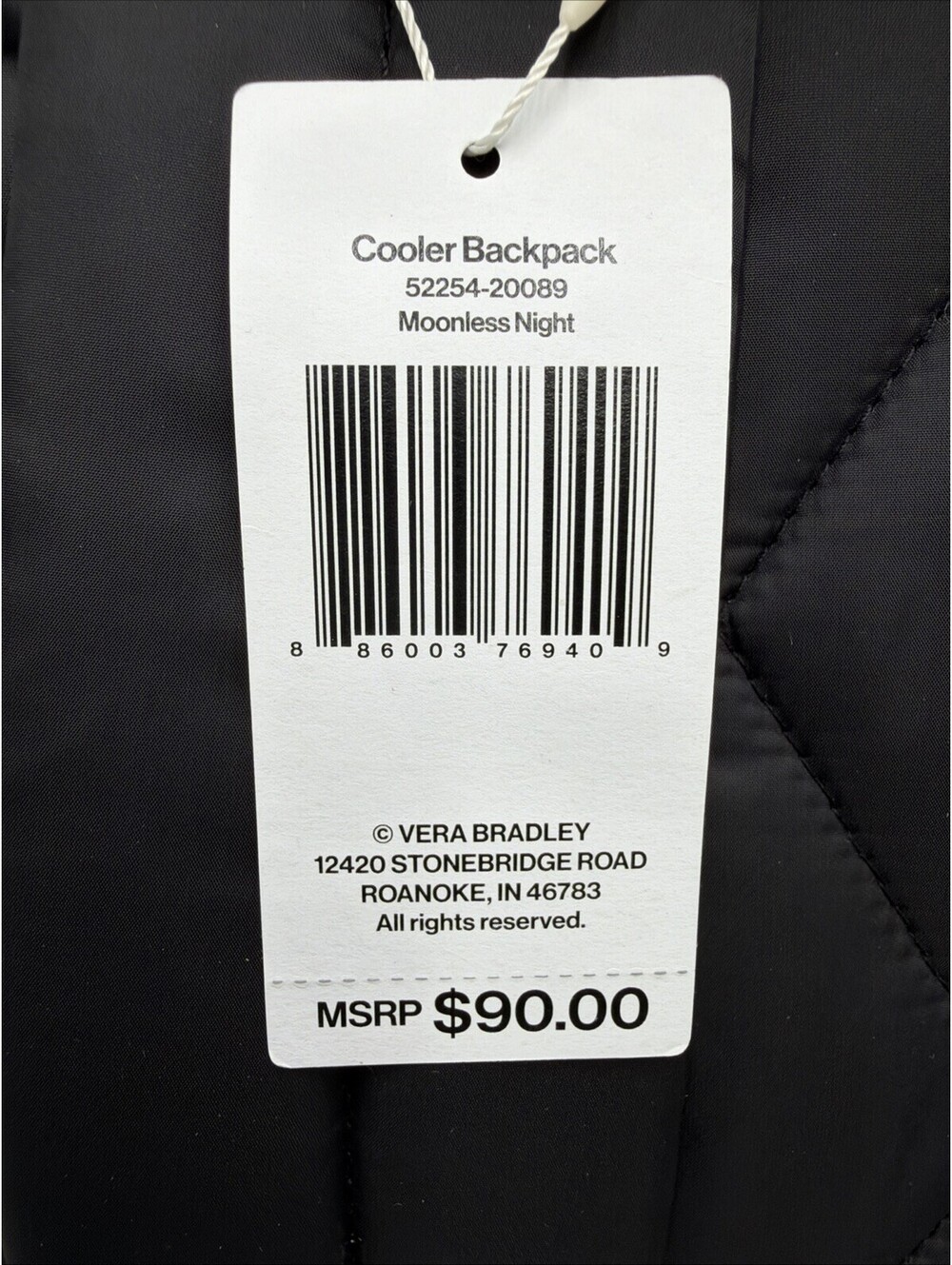 Vera Bradley Cooler Backpack Moonless Night 52254-20089 Black - Picture 4 of 9